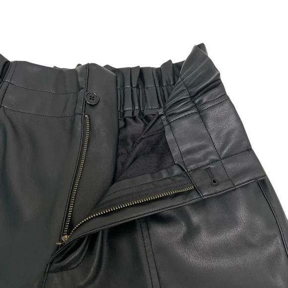 Madewell Vegan Faux Leather Paperbag High Waisted Elastic Zip Pants Black Size 2 - Picture 9 of 13